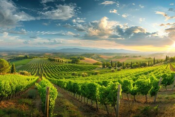 Vineyard landscape with vines