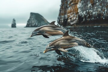 Fototapeta premium Dolphins jumping out of water
