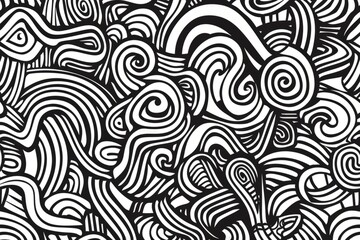 Cartoon cute doodles of thick and thin lines alternating to create texture and depth, Generative AI