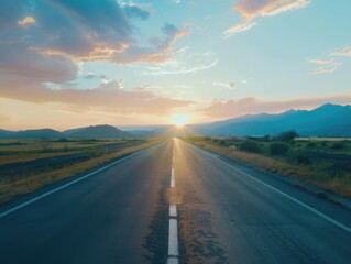 Sunset on Empty Road