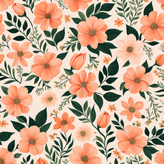 watercolor background, soft flowers pattern, template