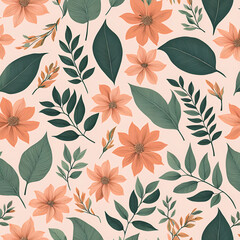 Fototapeta premium watercolor background, soft flowers pattern, template