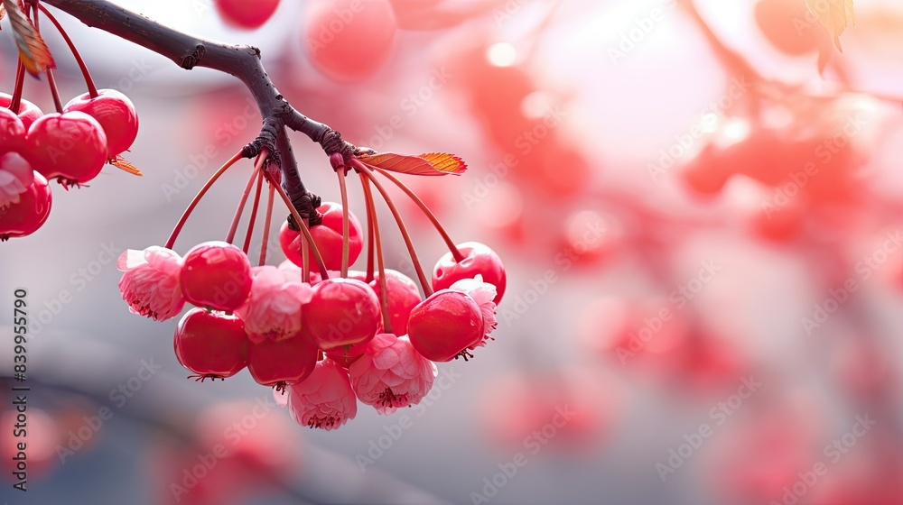 Wall mural red nature cherry background