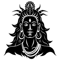 Lord Shiva face Indian look vector silhouette illustration