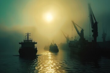 Fototapeta premium silhouette Marine transportation industry