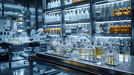 Green technology integrates with biotech research in a vibrant facility