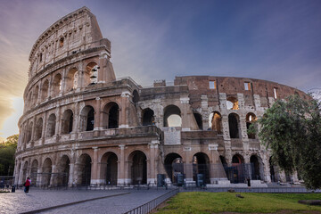 Fototapeta premium The Colosseum with sunset and sunrise. 