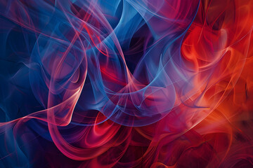 Obraz premium An abstract design featuring flowing lines and swirling shapes in shades of red and blue
