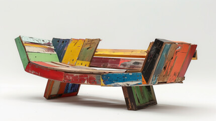 3D Modern Upcycled Wood Furniture on White Background