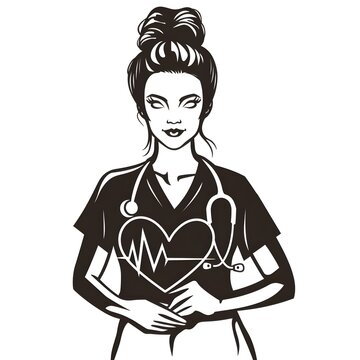 recommend clip art: Female doctor silhouette vector illustration
                    on white background