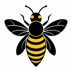Flying honey bee silhouette simple icon vector illustration 