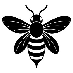 Flying honey bee silhouette simple icon vector illustration 