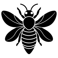 Flying honey bee silhouette simple icon vector illustration 