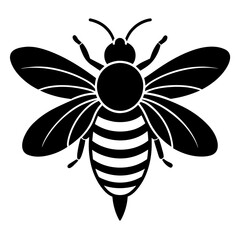 Flying honey bee silhouette simple icon vector illustration 