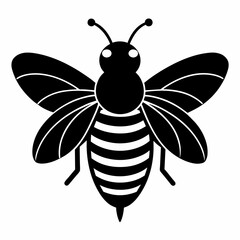 Flying honey bee silhouette simple icon vector illustration 