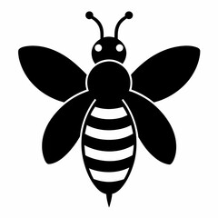 Flying honey bee silhouette simple icon vector illustration 