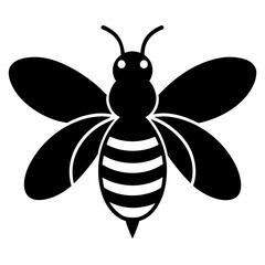 Flying honey bee silhouette simple icon vector illustration 