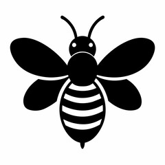 Flying honey bee silhouette simple icon vector illustration 