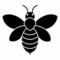 Flying honey bee silhouette simple icon vector illustration 