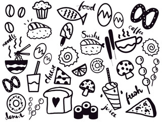 doodle food icons