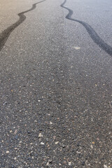tire tracks during dangerous driving on the road