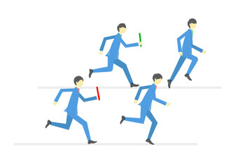 リレーを行う2つのビジネスチーム