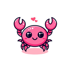 Cute vector pink crab mascot.eps