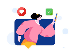 Virtual characters social communication concept business flat vector hand drawn illustration
