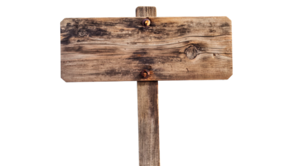 Blank empty wooden rustic signage sign board on transparent background