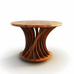 3D wooden table on white background