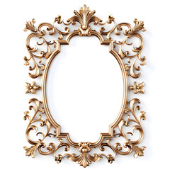 3D fancy photo frame on white background AI generated