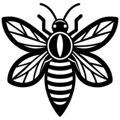 Flying honey bee silhouette simple icon vector illustration 
