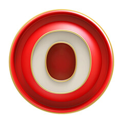 Button Red 3D Font Letter O uppercase