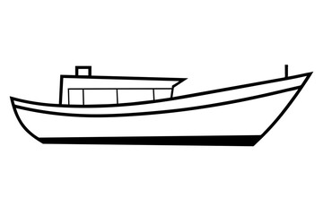  simple boat line art vector silhouette