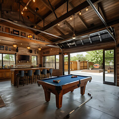 table with balls and cue