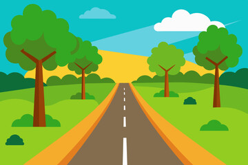 vector of the road in a beautiful park vector background illustration 