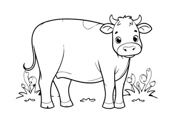 Coloring page of cow for kids coloring book