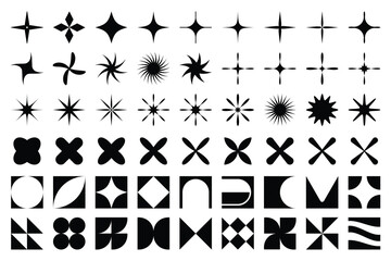 Retro Vintage Elements, symbols and objects y2k style. Elements Collection. Vector illustration