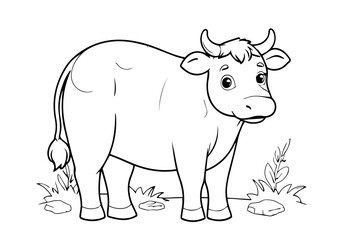Coloring page of cow for kids coloring book