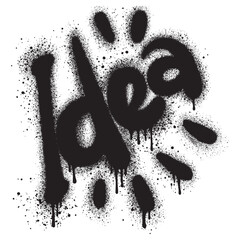 Spray Painted Graffiti idea Word Sprayed isolated with a white background.