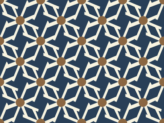 Abstract geometric pattern line shape background mosaic texture. Elegant geometrical motif blue, white colors palette. Modern fashion fabric design textile swatch allover print block vector graphic.