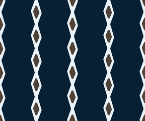 Abstract geometric pattern rhombus shape lines background texture. Elegant geometrical motif blue, white colors palette. Modern fashion fabric design textile swatch allover print block vector graphic.