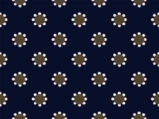 Cute small white flowers pattern doodle shapes motif continuous classic blue background. Modern decoration ditsy floral fabric design textile swatch ladies dress, men's shirt all over print block.