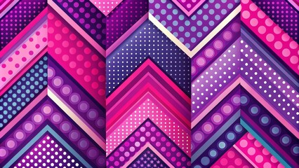 Vibrant pink and purple hues dominate a fun, playful pop art-inspired background with stylized shapes, chevrons, and polka dots, perfect for mock-up designs.