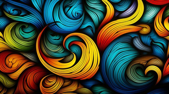 Detailed flat illustration with intricate patterns in vibrant colors and high resolution for unique outro textures.