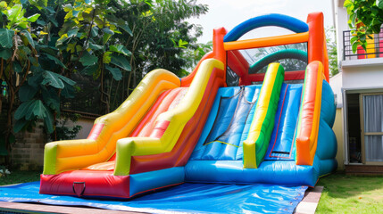 Colorful bouncy castle, Children playground