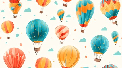 Naklejka premium seamless pattern Abstract art Whimsical hot air balloons