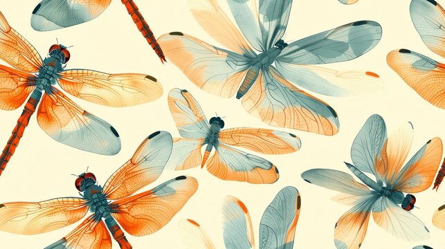 seamless pattern Beautiful dragonflies