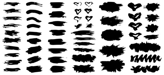 Set of black paint, ink brush strokes.Vector illustration