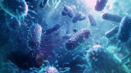 Fototapeta premium Abstract Illustration of Colorful Gut Microbes